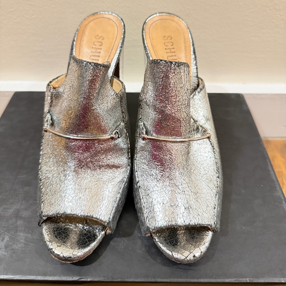 SCHUTZ Metallic Silver Women's Mules